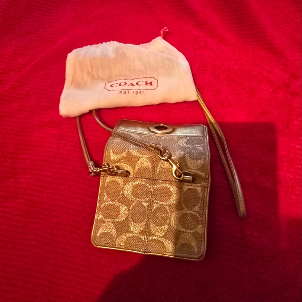 Coach Gold Crossbody Bag with Signature Monogram
